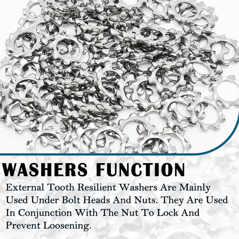 DGZ 100pcs M6 304 Stainless Steel External Tooth Star Lock Washers,External Multi-Tooth Star Lock Washers - Image 4